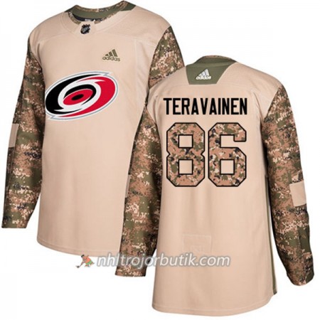 Män Ishockey Carolina Hurricanes Tröja Teuvo Teravainen 86 Adidas 2017-2018 Camo Veterans Day Practice Authentic